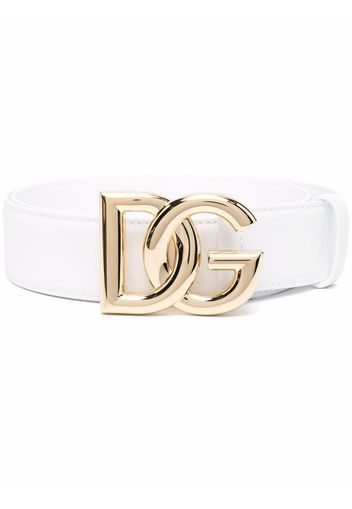 Dolce & Gabbana logo-plaque leather belt - White