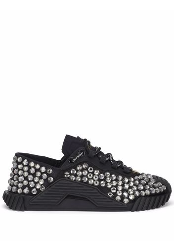 Dolce & Gabbana crystal-embellished lace-up sneakers - Black