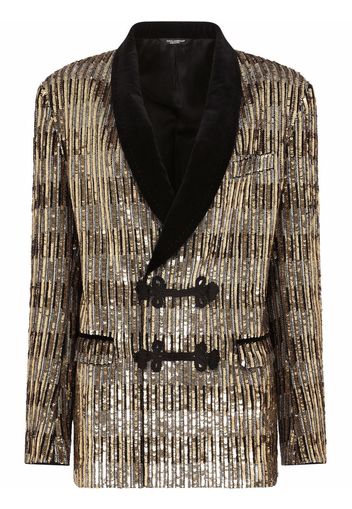 Dolce & Gabbana sequin-embellished shawl-lapel jacket - Neutrals