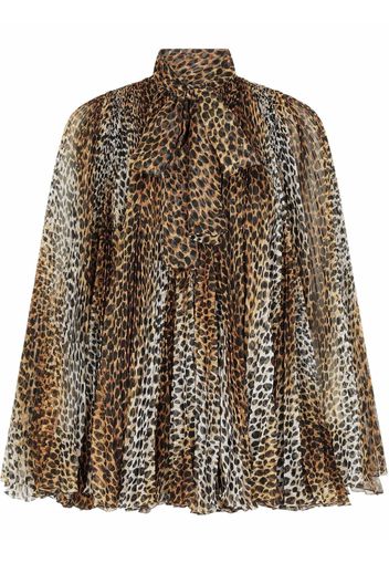 Dolce & Gabbana leopard print pleated mini dress - Brown