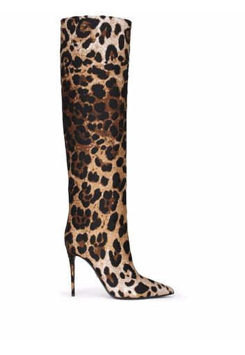 Dolce & Gabbana leopard-print pointed-toe boots - Brown