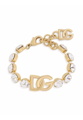 Dolce & Gabbana logo-plaque crystal-embellished bracelet - Gold