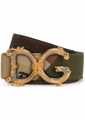 Dolce & Gabbana camouflage baroque-logo buckle belt - Green