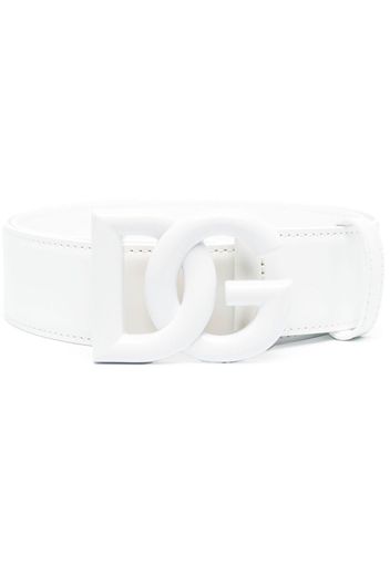 Dolce & Gabbana logo-plaque leather belt - White