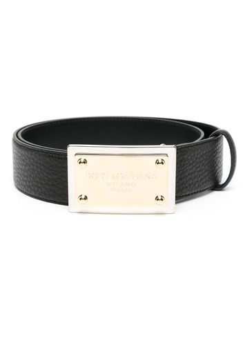 Dolce & Gabbana logo-plaque leather belt - Black