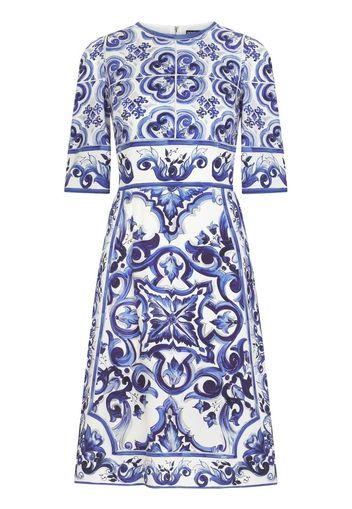 Dolce & Gabbana Majolica-print midi dress - Blue