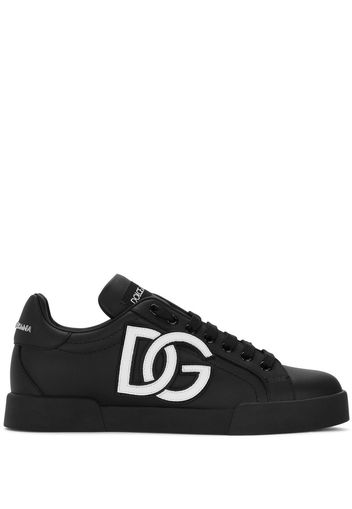 Dolce & Gabbana Portofino logo-patch lace-up sneakers - Black