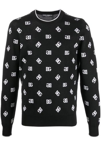 Dolce & Gabbana logo-print fine-knit jumper - Black