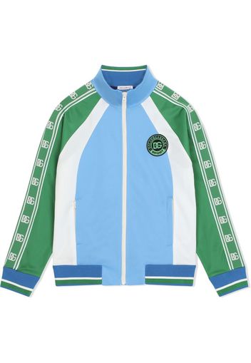 Dolce & Gabbana Kids colour-block logo-tape zipped track jacket - Blue