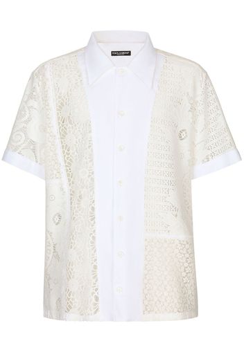 Dolce & Gabbana lace-insert Hawaiian shirt - White