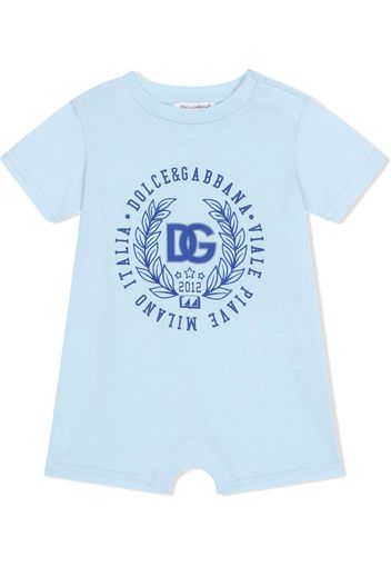 DOLCE & GABBANA KIDS logo-print short-sleeve romper - Blue