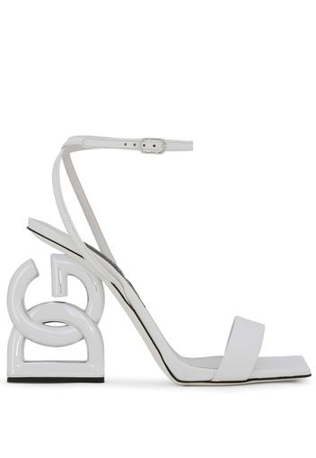 Dolce & Gabbana logo-sculpted heel sandals - White