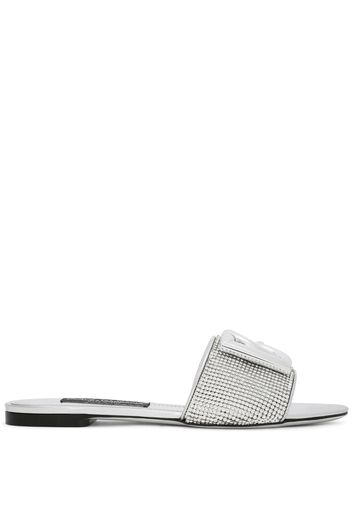 Dolce & Gabbana crystal-embellished flat slides - Silver