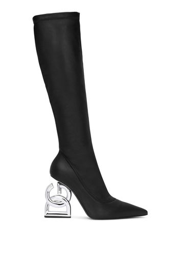 Dolce & Gabbana logo-heel knee-high boots - Black