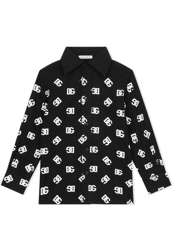 Dolce & Gabbana Kids DG logo-print cotton shirt - Black