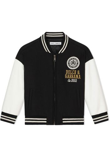 Dolce & Gabbana Kids logo-embroidered bomber jacket - Black