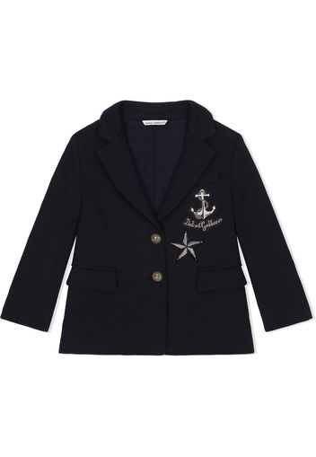 Dolce & Gabbana Kids logo-patch tailored blazer - Blue