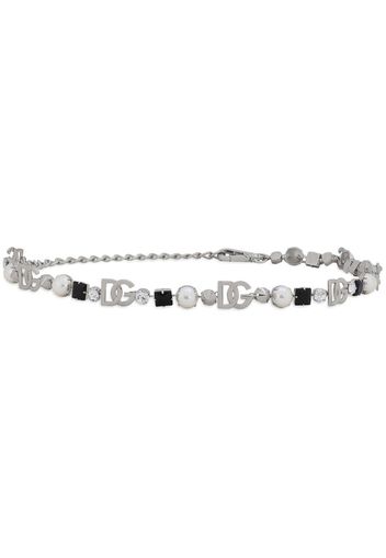 Dolce & Gabbana rhinestone and DG logo belt - Silver