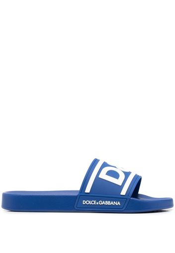 Dolce & Gabbana logo-print detail pool slides - Blue