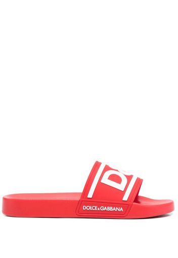 Dolce & Gabbana logo-print detail pool slides - Red