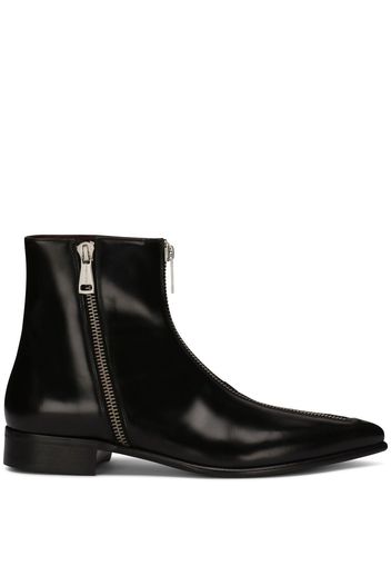 Dolce & Gabbana leather zip-detail ankle boots - Black