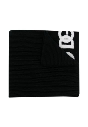 DOLCE & GABBANA KIDS logo embroidered scarf - Black