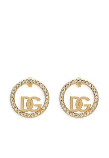 Dolce & Gabbana crystal-embellished logo-detail drop earrings - Gold