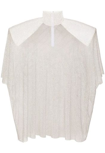 Dolce & Gabbana rhinestone-embellished mesh blouse - White