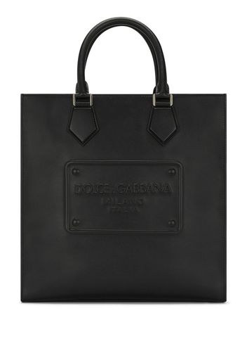 Dolce & Gabbana logo-patch leather tote bag - Black