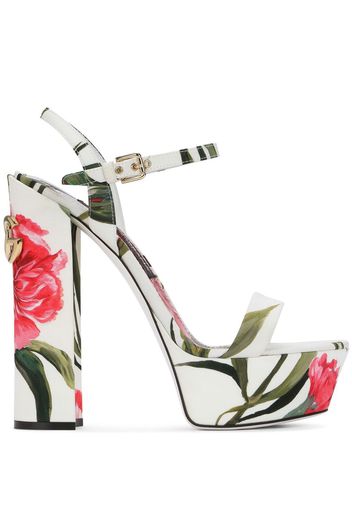 Dolce & Gabbana floral-print platform sandals - White