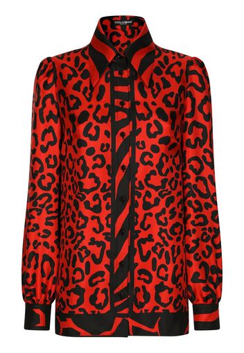 Dolce & Gabbana leopard-print silk shirt - Red