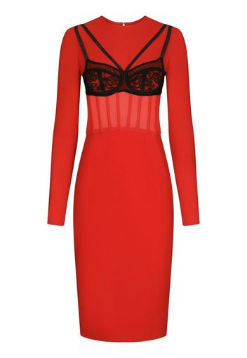 Dolce & Gabbana bra-detail long-sleeve midi dress - Red