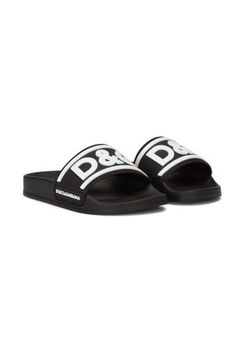 Dolce & Gabbana Kids 3D-logo flat slides - Black