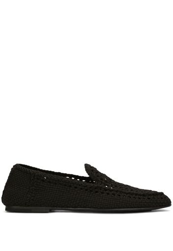 Dolce & Gabbana woven almond-toe loafers - Black