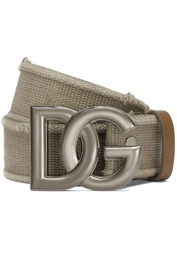 Dolce & Gabbana logo-plaque buckle belt - Neutrals