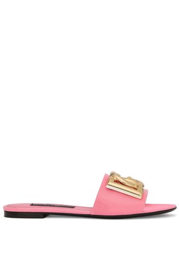 Dolce & Gabbana logo-plaque leather slides - Pink