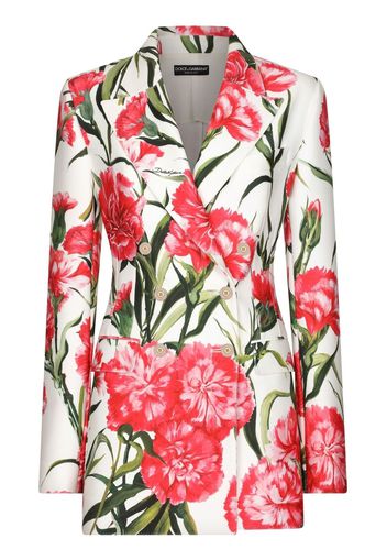 Dolce & Gabbana floral-print double-breasted blazer - White