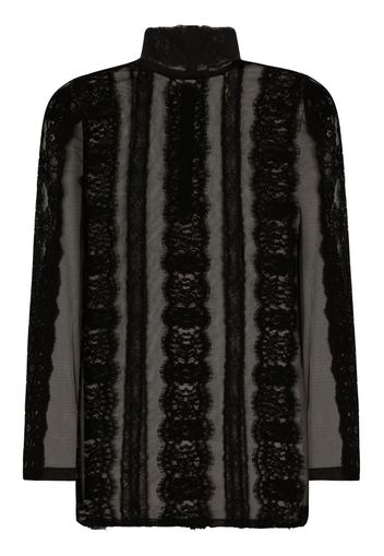 Dolce & Gabbana lace-detail translucent shirt - Black