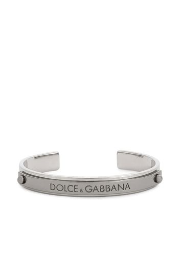 Dolce & Gabbana engraved logo cuff bracelet - Silver