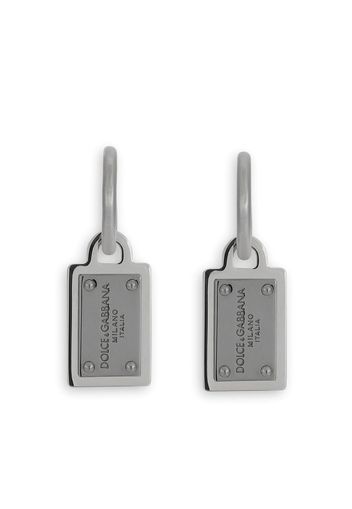 Dolce & Gabbana logo-plaque drop earrings - Silver