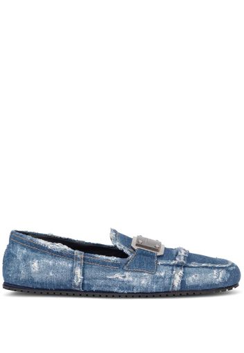 Dolce & Gabbana logo-plaque denim loafers - Blue