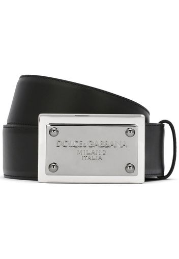 Dolce & Gabbana logo-buckle leather belt - Black