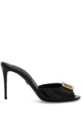 Dolce & Gabbana logo-plaque stiletto sandals - Black