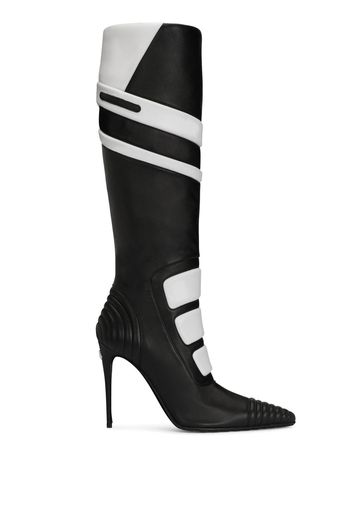 Dolce & Gabbana logo-detail leather knee-length boots - Black