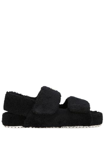 Dolce & Gabbana logo-plaque terrycloth-effect sandals - Black