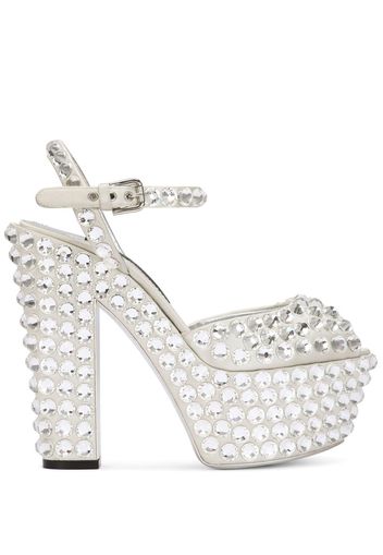 Dolce & Gabbana rhinestone-embellished platform sandals - White