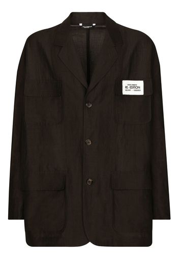 Dolce & Gabbana logo-patch single-breasted blazer - Brown