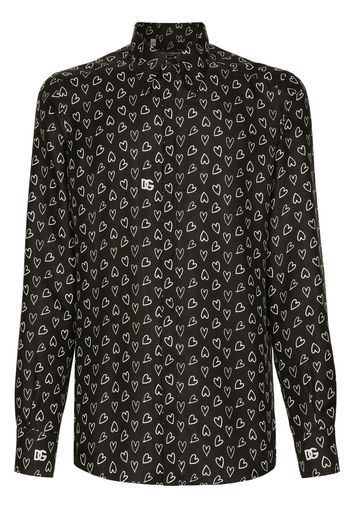 Dolce & Gabbana heart-print silk shirt - Black