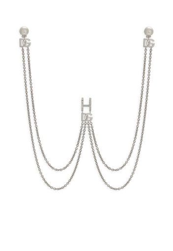 Dolce & Gabbana DG plaque lip ring - Silver