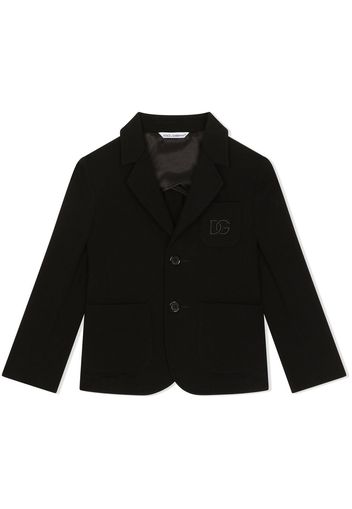 Dolce & Gabbana Kids embroidered-logo single-breasted blazer - Black